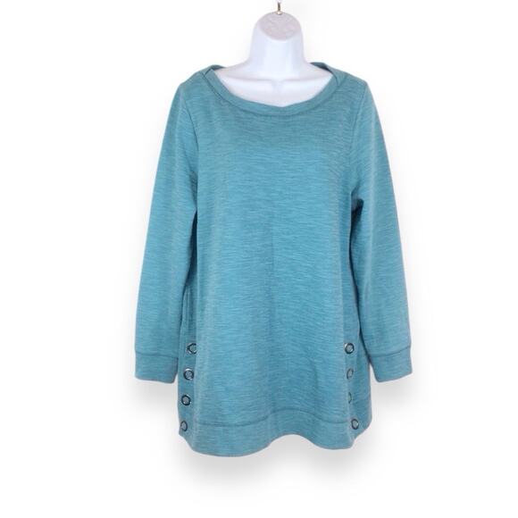 SOFT SURROUNDINGS Boat Neck Snap Side Relaxed Fit Sweatshirt size L - Picture 1 of 8